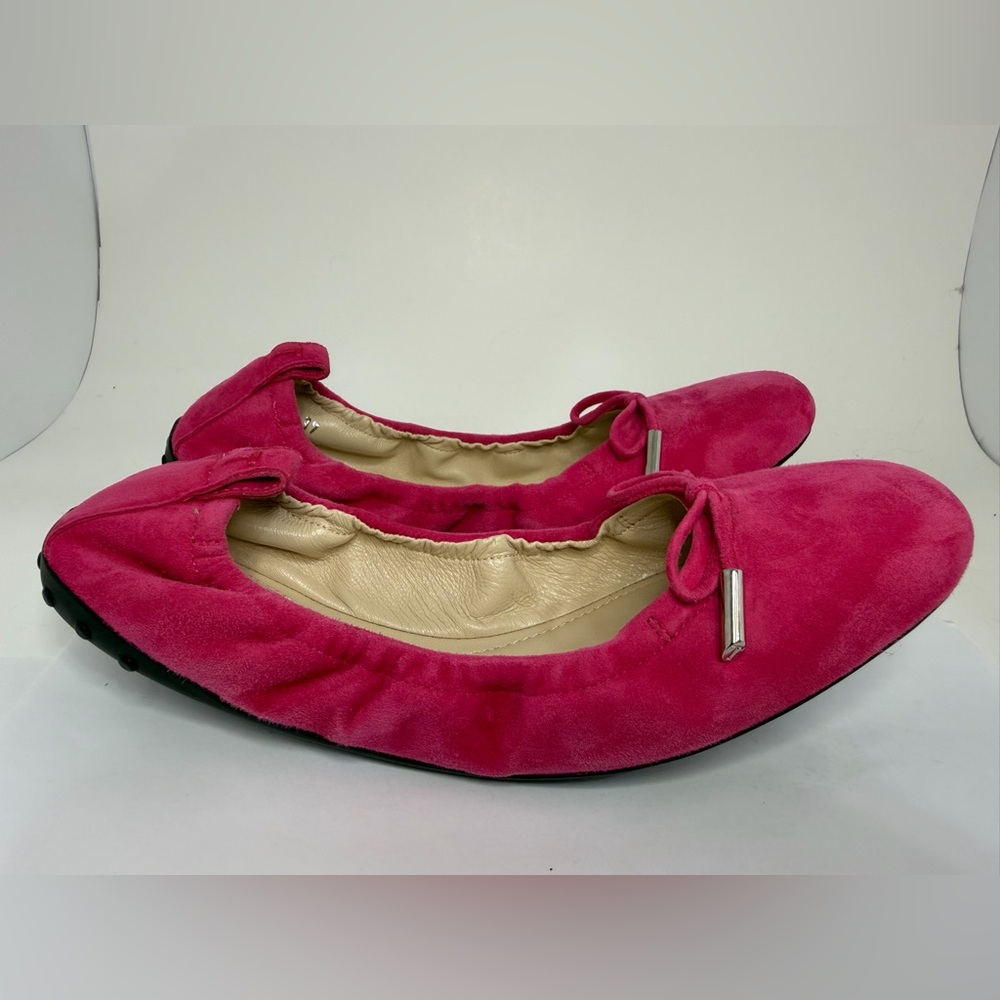 Tod's Gommino Bright Pink Suede Ballet Flat NEW never worn - Picture 6 of 16